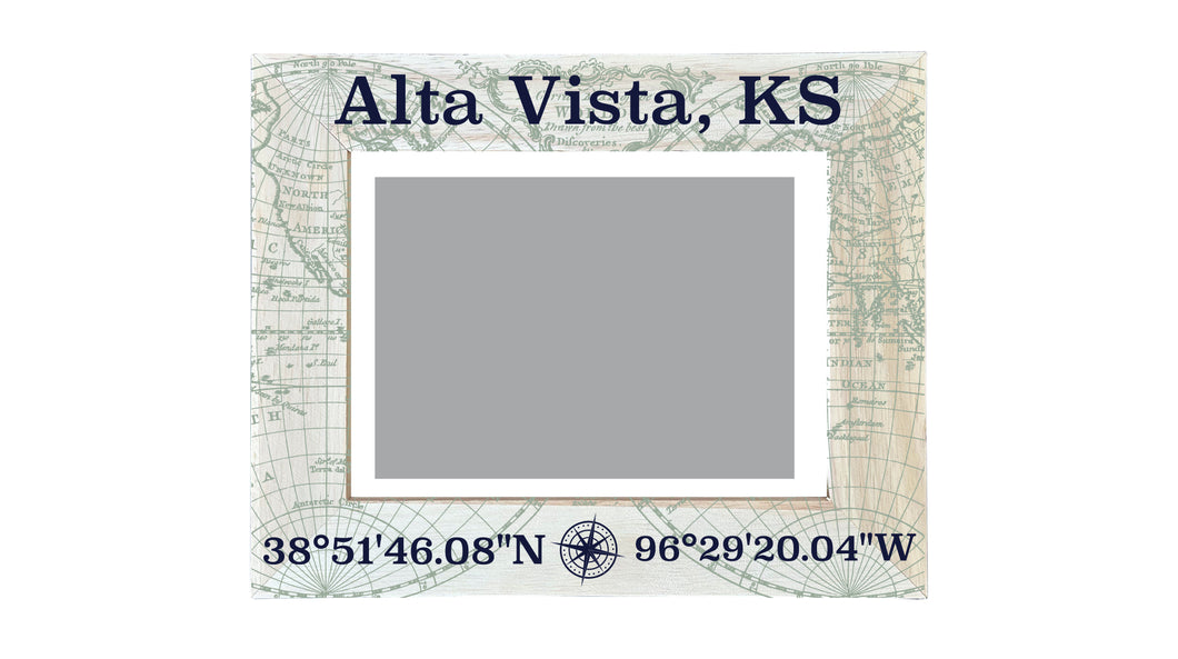 Alta Vista Kansas Souvenir Wooden Photo Frame Compass Coordinates Design Matted to 4 x 6