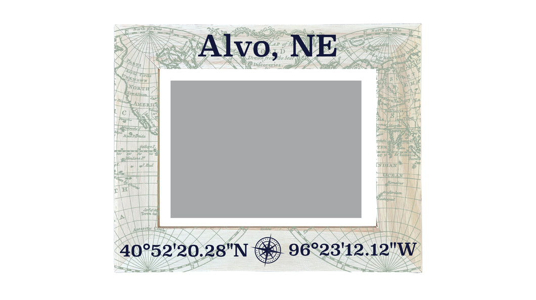 Alvo Nebraska Souvenir Wooden Photo Frame Compass Coordinates Design Matted to 4 x 6