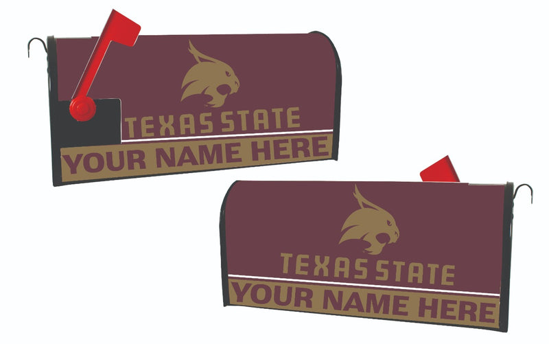Texas State Bobcats NCAA Officially Licensed Mailbox Cover Customizable With Your Name