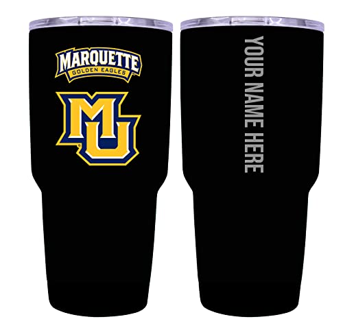Custom Marquette Golden Eagles Black Insulated Tumbler - 24oz Engraved Stainless Steel Travel Mug
