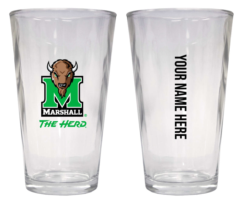 Customizable NCAA Marshall Thundering Herd 16 oz Pint Glass – Perfect Gift Personalized With your own or any fan name