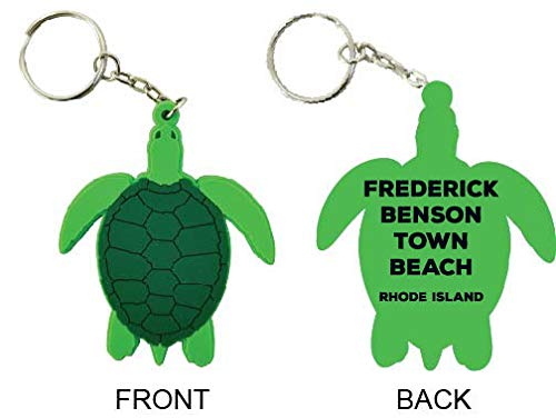 Frederick Benson Town Beach Rhode Island Souvenir Green Turtle Keychain