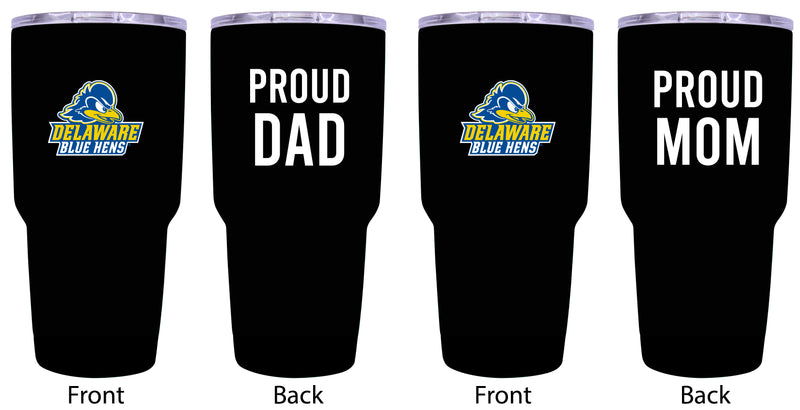 Delaware Blue Hens Proud Parent 24 oz Insulated Tumblers Set - Black, Mom & Dad Edition