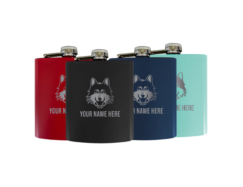 Loyola University Ramblers Officially Licensed Personalized Stainless Steel Flask 7 oz - Custom Text, Matte Finish, Choose Your Color