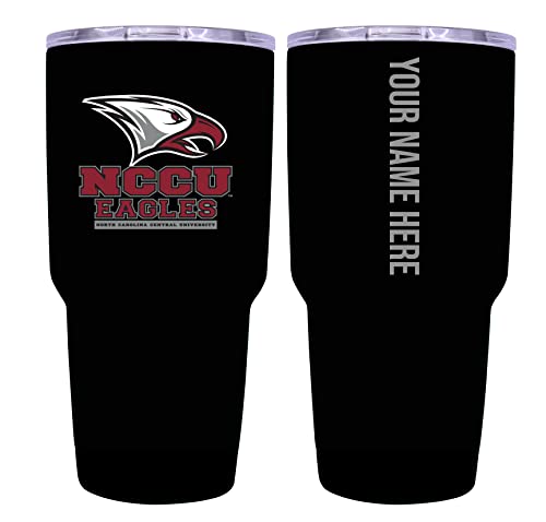 Custom North Carolina Central Eagles Black Insulated Tumbler - 24oz Engraved Stainless Steel Travel Mug