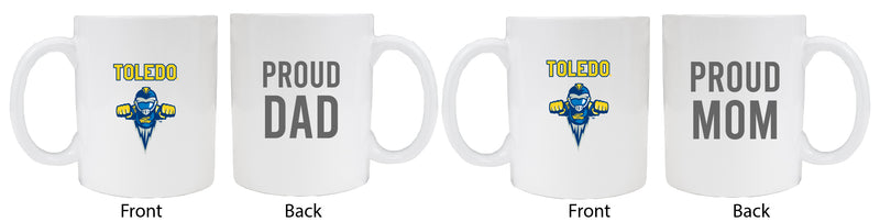 Toledo Rockets Proud Mom And Dad White Ceramic Coffee Mug 2 pack (White)