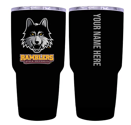 Custom Loyola University Ramblers Black Insulated Tumbler - 24oz Engraved Stainless Steel Travel Mug