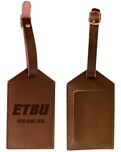 East Texas Baptist University Premium Leather Luggage Tag - Laser-Engraved Custom Name Option
