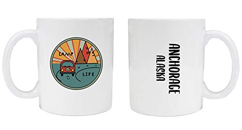 Anchorage Alaska Souvenir Camp Life 8 oz Coffee Mug 2-Pack