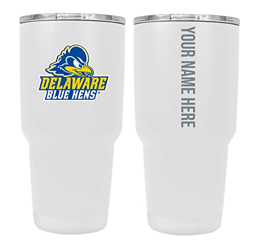Custom Delaware Blue Hens White Insulated Tumbler - 24oz Engraved Stainless Steel Travel Mug
