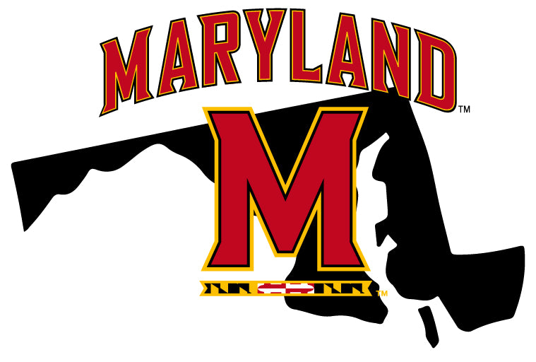 Maryland Terrapins 4-Inch State Shape NCAA Vinyl Decal Sticker for Fans, Students, and Alumni