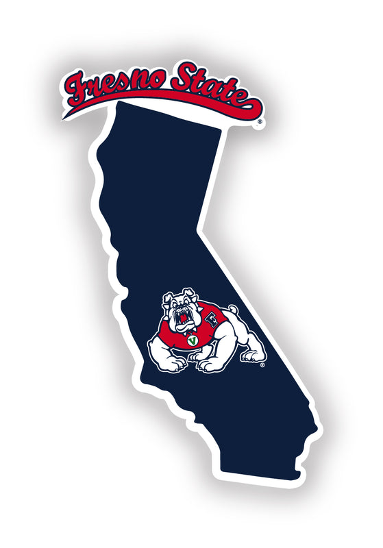 Fresno State Bulldogs 4-Inch State Shape NCAA Vinyl Decal Sticker for Fans, Students, and Alumni