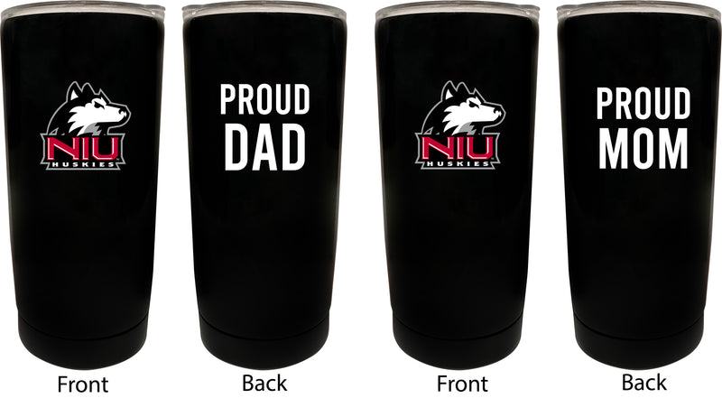 Northern Illinois Huskies NCAA Insulated Tumbler - 16oz Stainless Steel Travel Mug Proud Mom and Dad Design Black