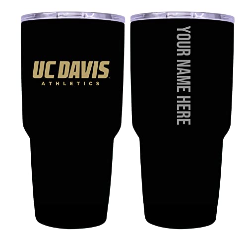 Custom UC Davis Aggies Black Insulated Tumbler - 24oz Engraved Stainless Steel Travel Mug