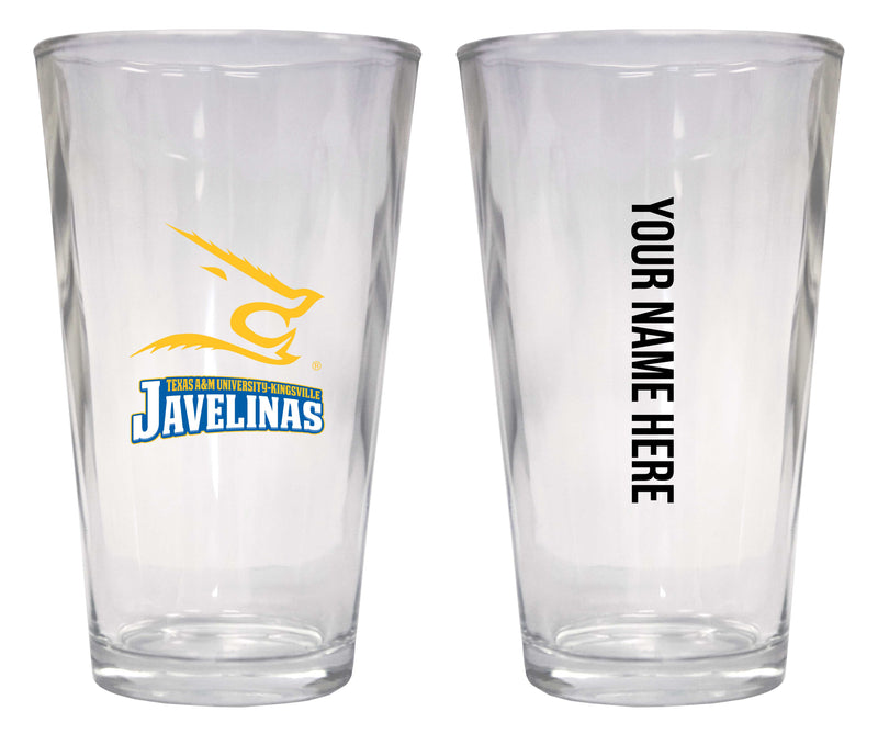 Customizable NCAA Texas A&M Kingsville Javelinas 16 oz Pint Glass – Perfect Gift Personalized With your own or any fan name
