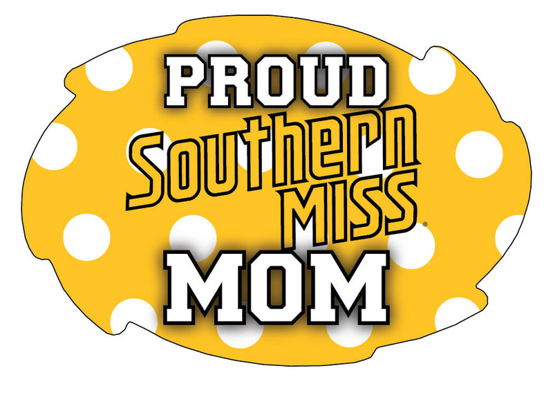 Southern Mississippi Golden Eagles 5x6-Inch Swirl Shape Proud Mom NCAA - Durable School Spirit Vinyl Decal Perfect Gift for Mom