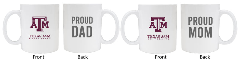 Texas A&M Aggies Proud Mom And Dad White Ceramic Coffee Mug 2 pack (White)