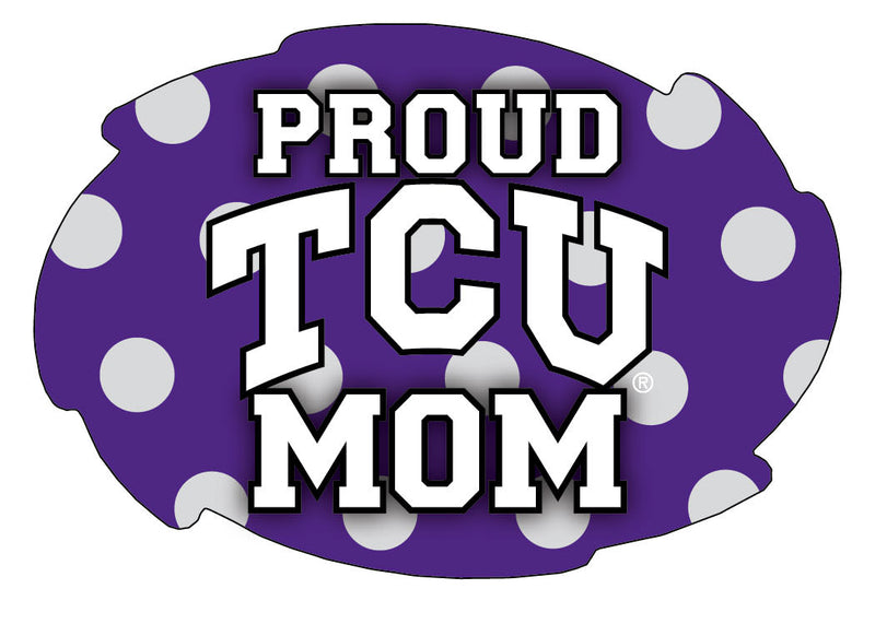Texas Christian University 5x6-Inch Swirl Shape Proud Mom NCAA - Durable School Spirit Vinyl Decal Perfect Gift for Mom