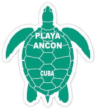 Playa Ancon Cuba 4 Inch Green Turtle Shape Decal Sticker