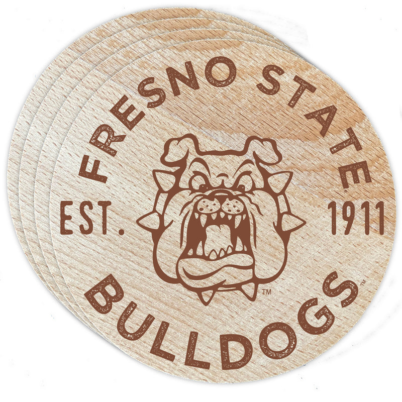 Fresno State Bulldogs Officially Licensed Wood Coasters (4-Pack) - Laser Engraved, Never Fade Design