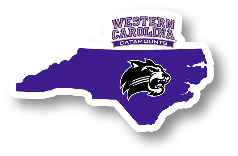 Western Carolina University 4-Inch State Shape NCAA Vinyl Decal Sticker for Fans, Students, and Alumni