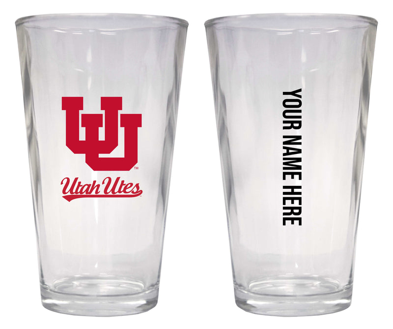 Customizable NCAA Utah Utes 16 oz Pint Glass – Perfect Gift Personalized With your own or any fan name