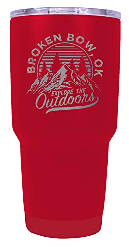 Broken Bow Oklahoma Souvenir Laser Engraved 24 oz Insulated Stainless Steel Tumbler Red.