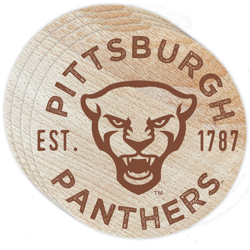 Pittsburgh Panthers Officially Licensed Wood Coasters (4-Pack) - Laser Engraved, Never Fade Design