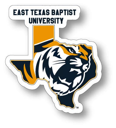 East Texas Baptist University 4-Inch State Shape NCAA Vinyl Decal Sticker for Fans, Students, and Alumni