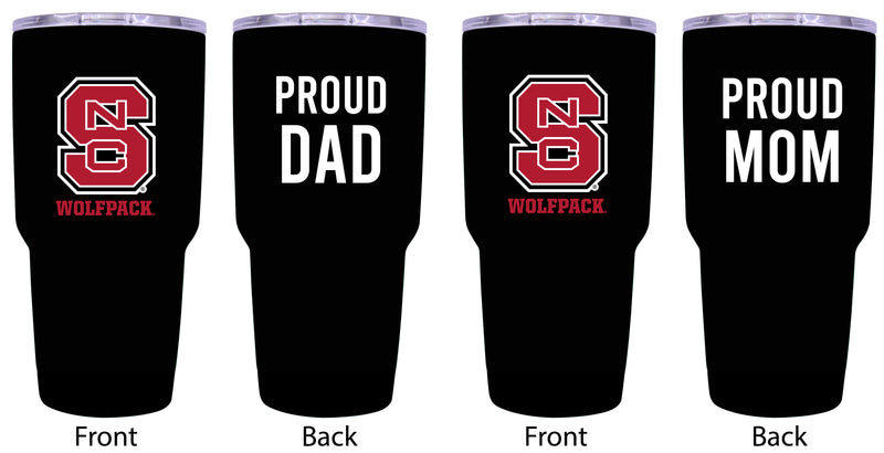 NC State Wolfpack Proud Parent 24 oz Insulated Tumblers Set - Black, Mom & Dad Edition