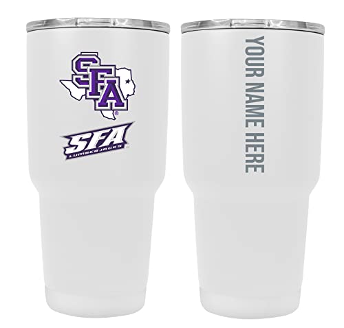 Custom Stephen F. Austin State University White Insulated Tumbler - 24oz Engraved Stainless Steel Travel Mug