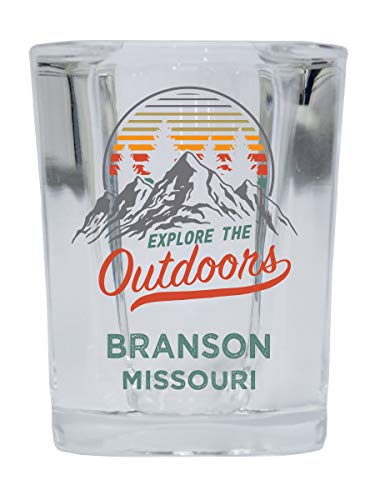 Branson Missouri Explore the Outdoors Souvenir 2 Ounce Square Base Liquor Shot Glass