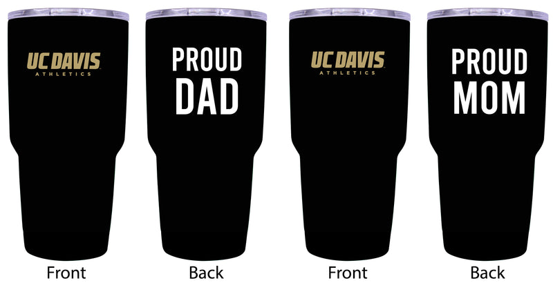 UC Davis Aggies Proud Parent 24 oz Insulated Tumblers Set - Black, Mom & Dad Edition