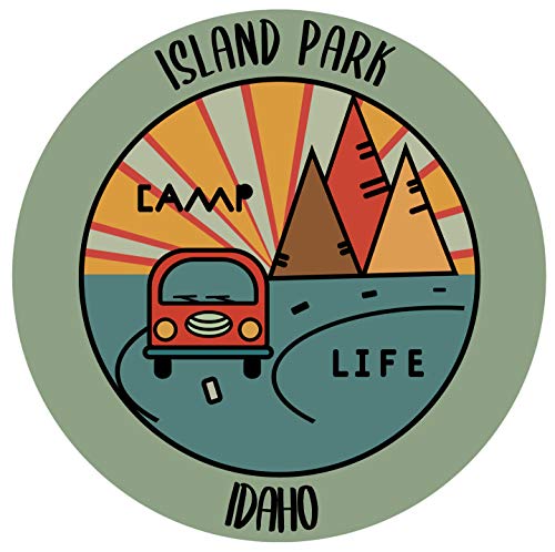 Island Park Idaho Souvenir 4 Inch Vinyl Decal Sticker Camping Design
