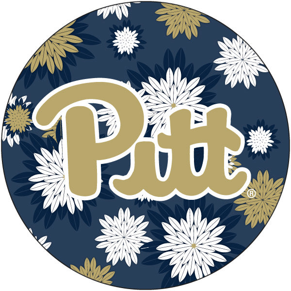 Pittsburgh Panthers Round 4-Inch NCAA Floral Love Vinyl Sticker - Blossoming School Spirit Decal