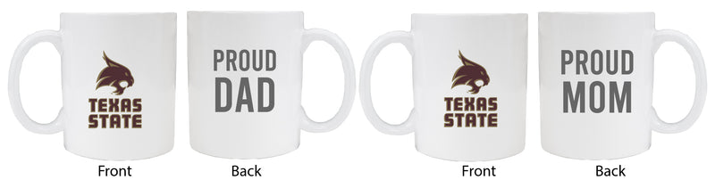 Texas State Bobcats Proud Mom And Dad White Ceramic Coffee Mug 2 pack (White)