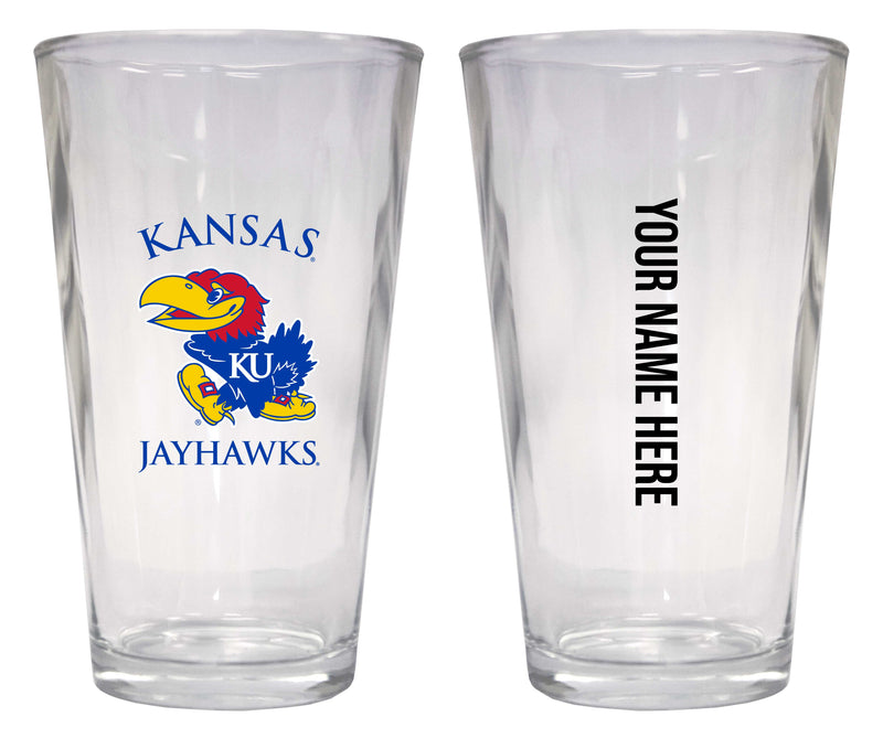 Customizable NCAA Kansas Jayhawks 16 oz Pint Glass – Perfect Gift Personalized With your own or any fan name