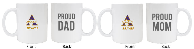 Alcorn State Braves Proud Mom And Dad White Ceramic Coffee Mug 2 pack (White)