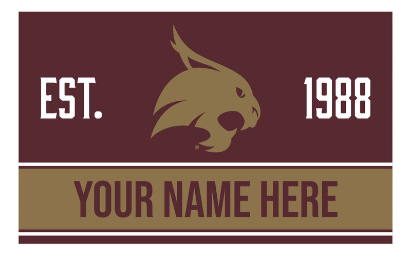 Personalized Customizable Texas State Bobcats Wood Sign with Frame Custom Name