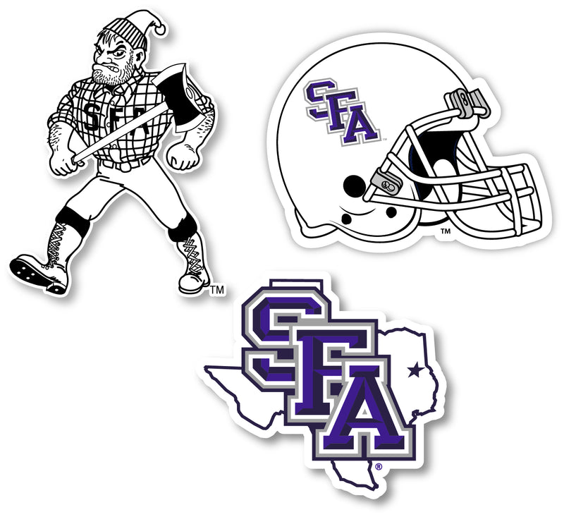 Stephen F. Austin State University 3 Pack 4-Inch Each NCAA Durable School Spirit Vinyl Decal Sticker