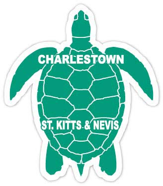 Charlestown St. Kitts and Nevis 4 Inch Green Turtle Shape Decal Sticker