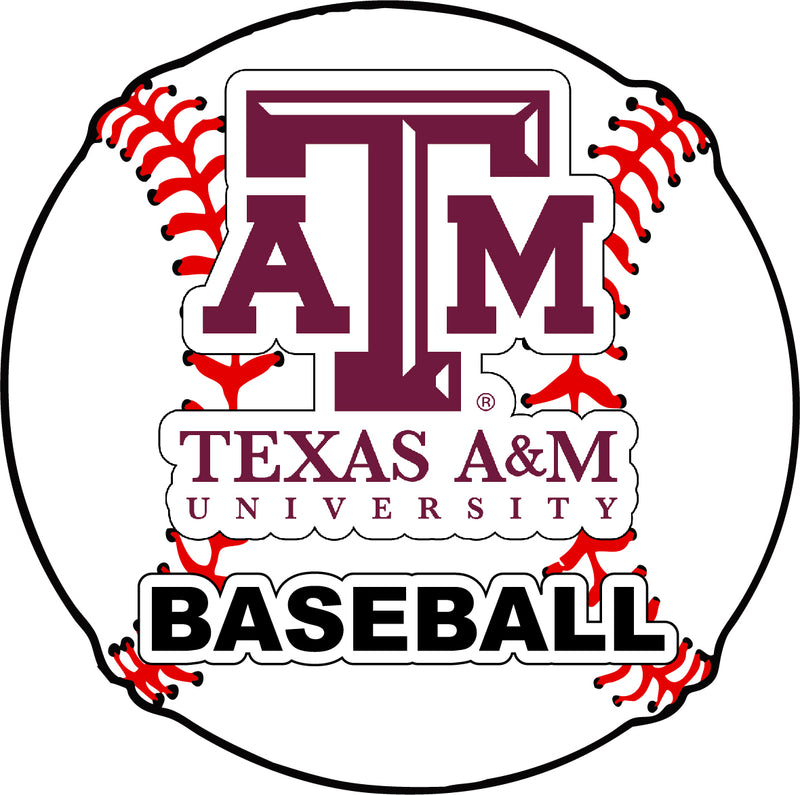 Texas A&M Aggies 4-Inch Round Baseball NCAA Passion Vinyl Decal Sticker