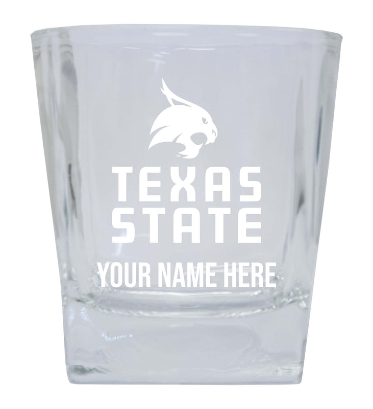 Texas State Bobcats Personalized NCAA Spirit Elegance 10oz Etched Glass Tumbler