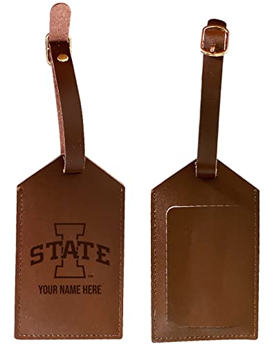 Iowa State Cyclones Premium Leather Luggage Tag - Laser-Engraved Custom Name Option