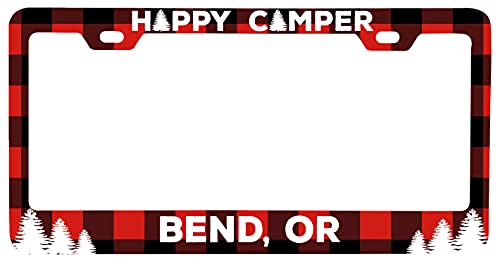 Bend Oregon Car Metal License Plate Frame Plaid Design