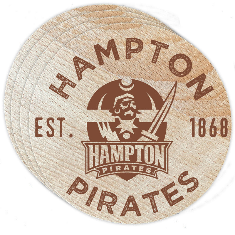 Hampton University Officially Licensed Wood Coasters (4-Pack) - Laser Engraved, Never Fade Design