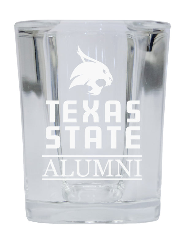 NCAA Texas State Bobcats Alumni 2oz Laser Etched Square Shot Glass 4-Pack