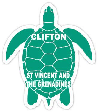 Clifton St Vincent and The Grenadines 4 Inch Green Turtle Shape Decal Sticker