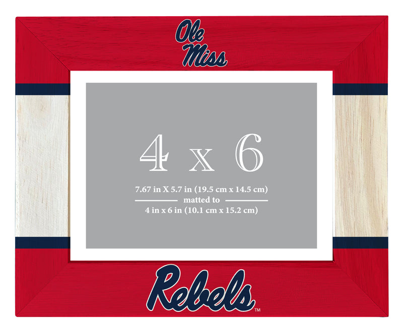 Mississippi Rebels "Ole Miss" Wooden Photo Frame - Customizable 4 x 6 Inch - Elegant Matted Display for Memories