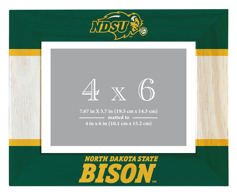 North Dakota State Bison Wooden Photo Frame - Customizable 4 x 6 Inch - Elegant Matted Display for Memories